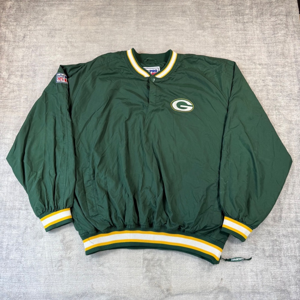 Green Bay Packers Jacket Mens XL Green Vintage 90s Pullover Starter NFL Pro Line